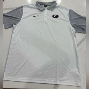 Nike White and Gray Men's Georgia Bulldogs Polo Shirt